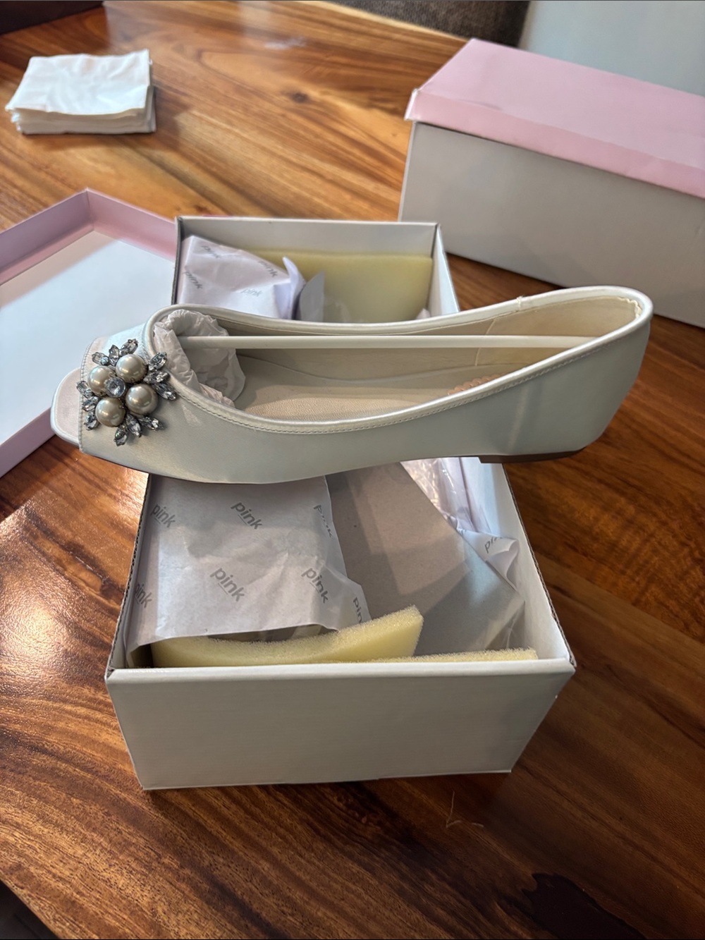 pink paradox London Ivory Pearl-Embellished Flat